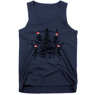 Dancing Skeleton Christmas Tree Xmas Vibes Skeleton Gift Tank Top