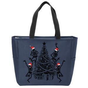 Dancing Skeleton Christmas Tree Xmas Vibes Skeleton Gift Zip Tote Bag