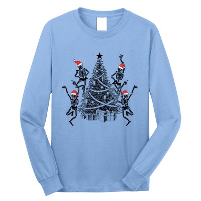 Dancing Skeleton Christmas Tree Xmas Vibes Skeleton Gift Long Sleeve Shirt