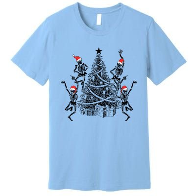 Dancing Skeleton Christmas Tree Xmas Vibes Skeleton Gift Premium T-Shirt