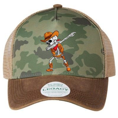 Dabbing Skeleton Cowboy Halloween Costume Legacy Tie Dye Trucker Hat