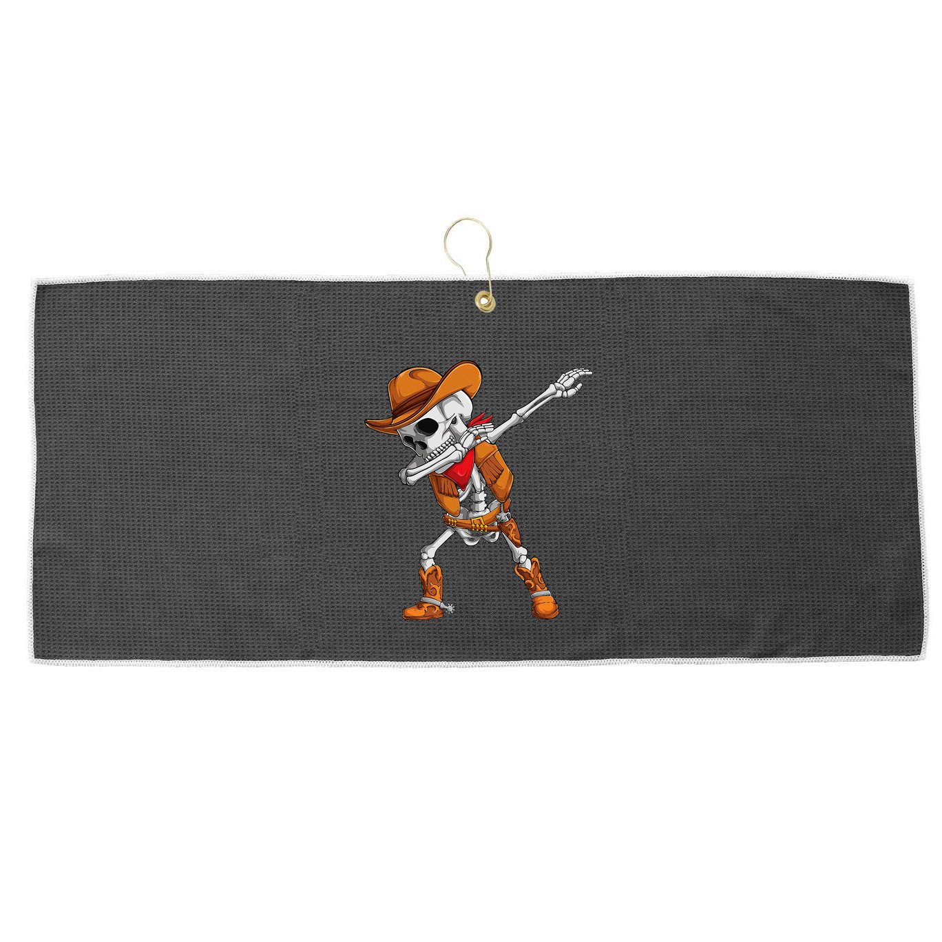 Dabbing Skeleton Cowboy Halloween Costume Large Microfiber Waffle Golf Towel