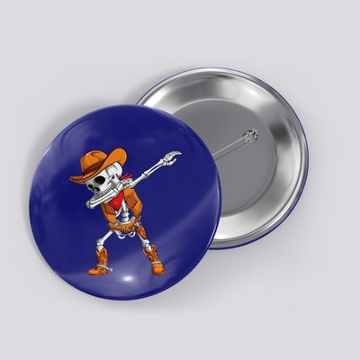 Dabbing Skeleton Cowboy Halloween Costume Button