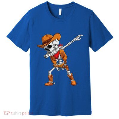 Dabbing Skeleton Cowboy Halloween Costume Premium T-Shirt