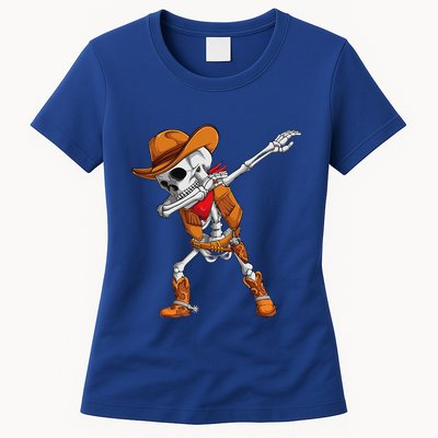 Dabbing Skeleton Cowboy Halloween Costume Womens T-Shirt
