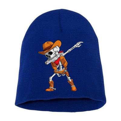 Dabbing Skeleton Cowboy Halloween Costume Short Acrylic Beanie