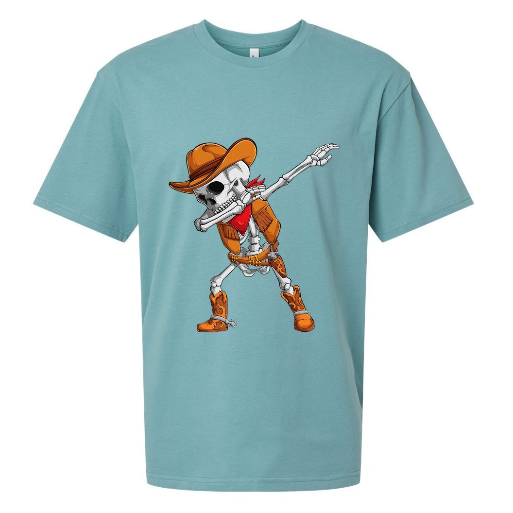 Dabbing Skeleton Cowboy Halloween Costume Sueded Cloud Jersey T-Shirt