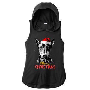 Doberman Santa Claus Hat Merry Christmas Dog Xmas Dogs Ladies PosiCharge Tri-Blend Wicking Draft Hoodie Tank