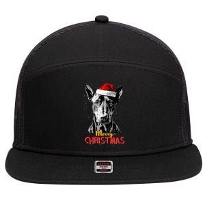 Doberman Santa Claus Hat Merry Christmas Dog Xmas Dogs 7 Panel Mesh Trucker Snapback Hat