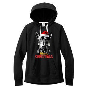 Doberman Santa Claus Hat Merry Christmas Dog Xmas Dogs Women's Fleece Hoodie