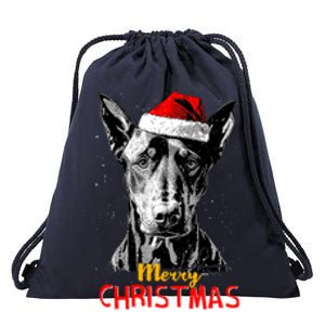 Doberman Santa Claus Hat Merry Christmas Dog Xmas Dogs Drawstring Bag