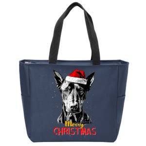 Doberman Santa Claus Hat Merry Christmas Dog Xmas Dogs Zip Tote Bag