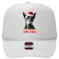 Doberman Santa Claus Hat Merry Christmas Dog Xmas Dogs High Crown Mesh Back Trucker Hat