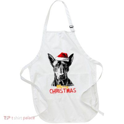 Doberman Santa Claus Hat Merry Christmas Dog Xmas Dogs Full-Length Apron With Pockets