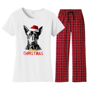 Doberman Santa Claus Hat Merry Christmas Dog Xmas Dogs Women's Flannel Pajama Set