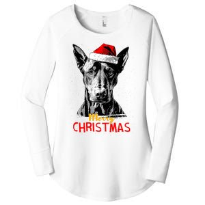 Doberman Santa Claus Hat Merry Christmas Dog Xmas Dogs Women's Perfect Tri Tunic Long Sleeve Shirt