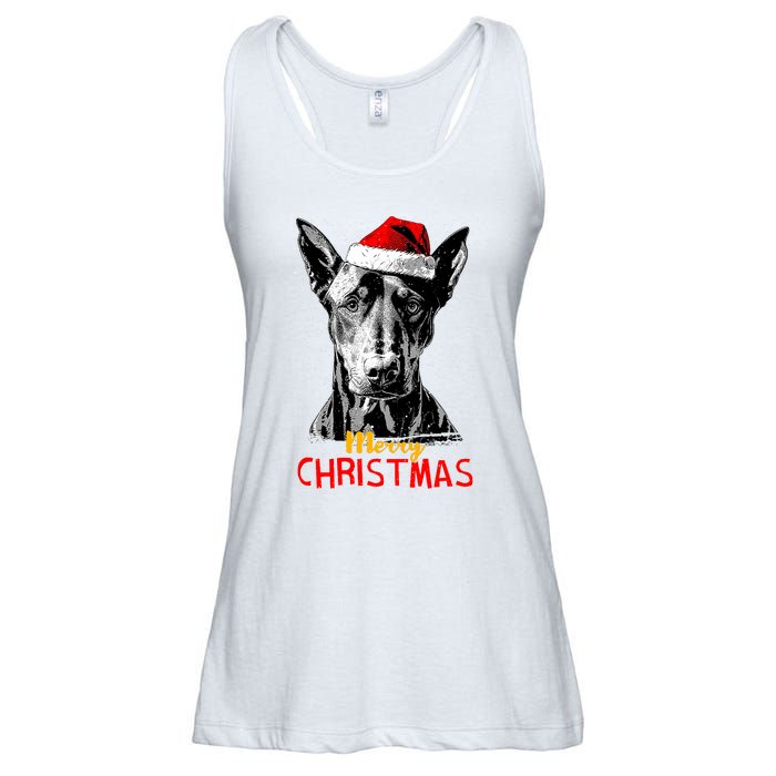 Doberman Santa Claus Hat Merry Christmas Dog Xmas Dogs Ladies Essential Flowy Tank