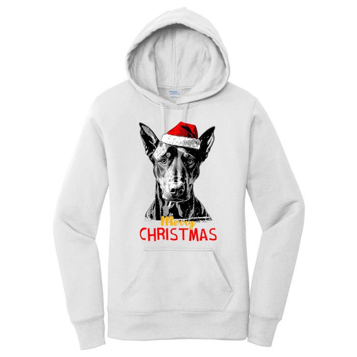 Doberman Santa Claus Hat Merry Christmas Dog Xmas Dogs Women's Pullover Hoodie