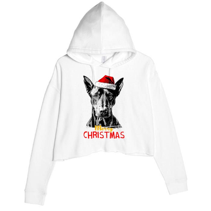 Doberman Santa Claus Hat Merry Christmas Dog Xmas Dogs Crop Fleece Hoodie