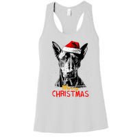 Doberman Santa Claus Hat Merry Christmas Dog Xmas Dogs Women's Racerback Tank