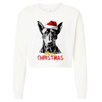 Doberman Santa Claus Hat Merry Christmas Dog Xmas Dogs Cropped Pullover Crew