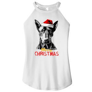 Doberman Santa Claus Hat Merry Christmas Dog Xmas Dogs Women's Perfect Tri Rocker Tank