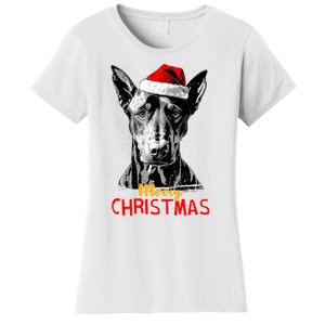 Doberman Santa Claus Hat Merry Christmas Dog Xmas Dogs Women's T-Shirt