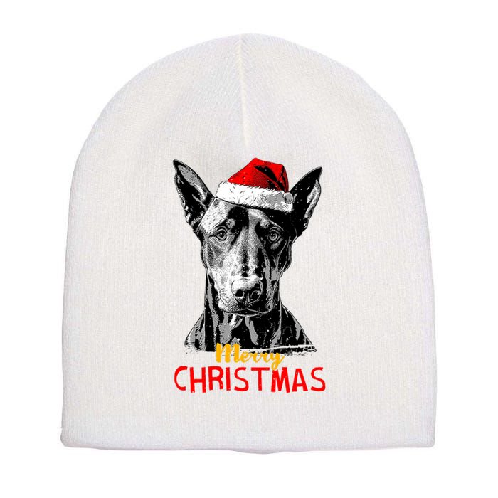 Doberman Santa Claus Hat Merry Christmas Dog Xmas Dogs Short Acrylic Beanie