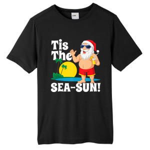 Drinking Santa Claus Tis The Seasun Christmas In July Gift Tall Fusion ChromaSoft Performance T-Shirt