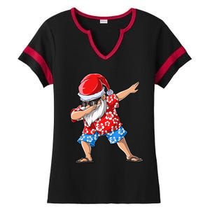 Dabbing Santa Christmas in July Hawaiian Xmas Dab Ladies Halftime Notch Neck Tee