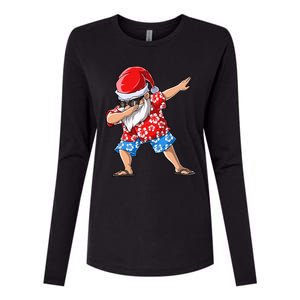 Dabbing Santa Christmas in July Hawaiian Xmas Dab Womens Cotton Relaxed Long Sleeve T-Shirt