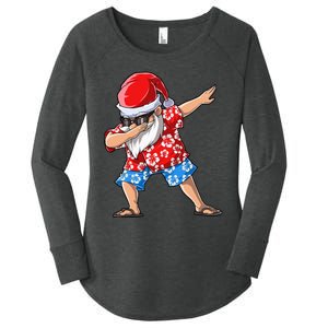 Dabbing Santa Christmas in July Hawaiian Xmas Dab Women's Perfect Tri Tunic Long Sleeve Shirt