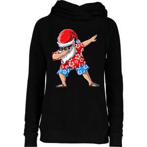 Dabbing Santa Christmas in July Hawaiian Xmas Dab Womens Funnel Neck Pullover Hood