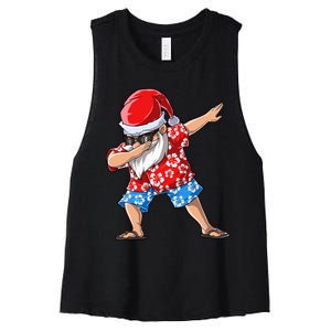 Dabbing Santa Christmas in July Hawaiian Xmas Dab Women's Racerback Cropped Tank