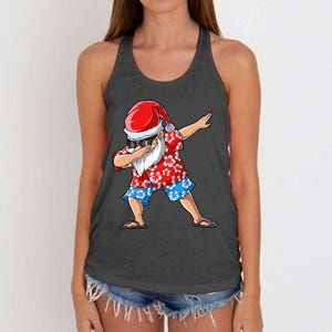 Dabbing Santa Christmas in July Hawaiian Xmas Dab Women's Knotted Racerback Tank