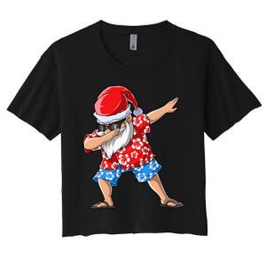 Dabbing Santa Christmas in July Hawaiian Xmas Dab Women's Crop Top Tee