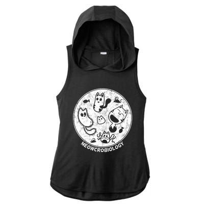 Distressed Science Cat Bacteria Microbiology Meowcrobiology Ladies PosiCharge Tri-Blend Wicking Draft Hoodie Tank