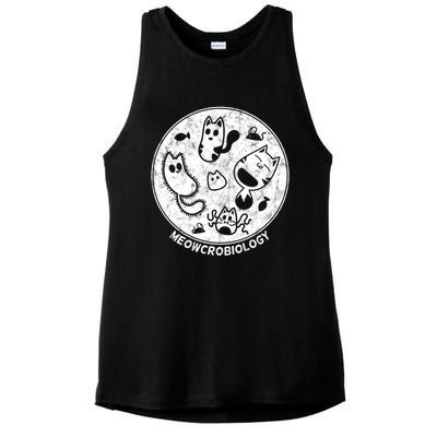 Distressed Science Cat Bacteria Microbiology Meowcrobiology Ladies PosiCharge Tri-Blend Wicking Tank