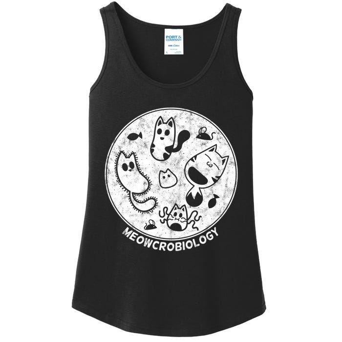 Distressed Science Cat Bacteria Microbiology Meowcrobiology Ladies Essential Tank