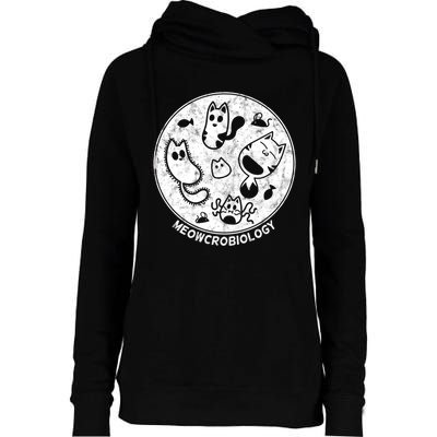 Distressed Science Cat Bacteria Microbiology Meowcrobiology Womens Funnel Neck Pullover Hood