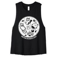 Distressed Science Cat Bacteria Microbiology Meowcrobiology Women's Racerback Cropped Tank