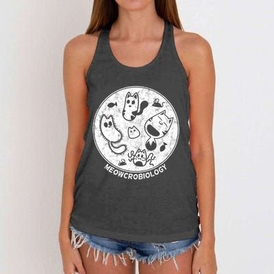 Distressed Science Cat Bacteria Microbiology Meowcrobiology Women's Knotted Racerback Tank