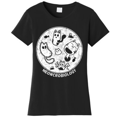 Distressed Science Cat Bacteria Microbiology Meowcrobiology Women's T-Shirt