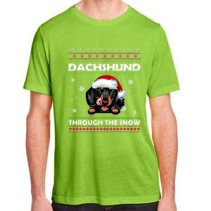 Dachshund Santa Christmas Ugly Sweater Through The Snow Tee Gift Adult ChromaSoft Performance T-Shirt