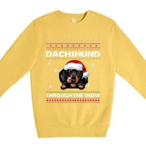 Dachshund Santa Christmas Ugly Sweater Through The Snow Tee Gift Premium Crewneck Sweatshirt