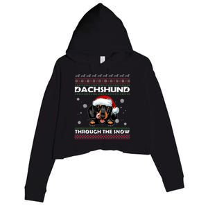 Dachshund Santa Christmas Ugly Sweater Through The Snow Tee Gift Crop Fleece Hoodie