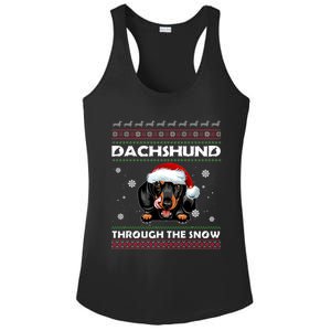 Dachshund Santa Christmas Ugly Sweater Through The Snow Tee Gift Ladies PosiCharge Competitor Racerback Tank