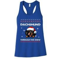 Dachshund Santa Christmas Ugly Sweater Through The Snow Tee Gift Women's Racerback Tank