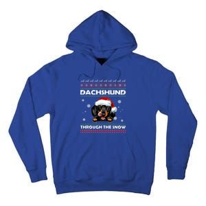 Dachshund Santa Christmas Ugly Sweater Through The Snow Tee Gift Tall Hoodie