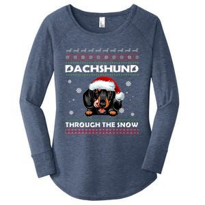 Dachshund Santa Christmas Ugly Sweater Through The Snow Tee Gift Women's Perfect Tri Tunic Long Sleeve Shirt